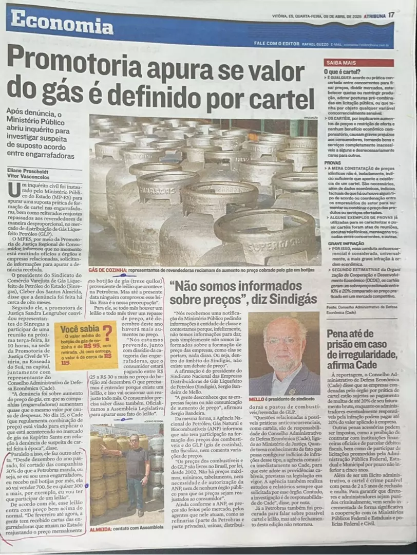 Promotoria Apura se Valor do Gás é Definido por Cartel Promotoria Apura se Valor do Gás é Definido por Cartel